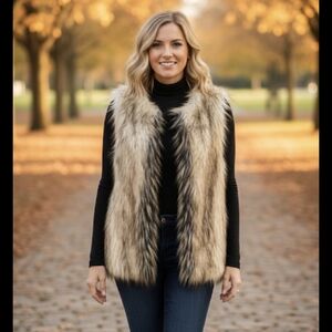 Forever 21 Womens Faux Fur open front Vest  Brown Size S